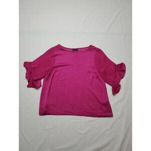 Alex Marie Womens Fuchsia Sheer 3/4 Ruffled Sleeve Bubble Hem Fairy Size M